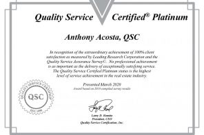 Anthony Acosta Receives Platinum Service Recognition 2020